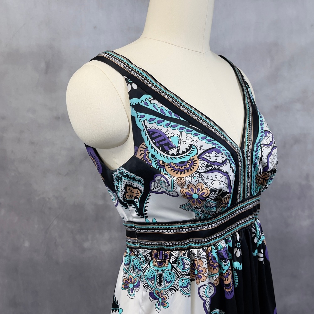 ICE Paisley Print Dress Women 12 Stretch Flowy Boho Indie Maximalist Y2K - Picture 5 of 14